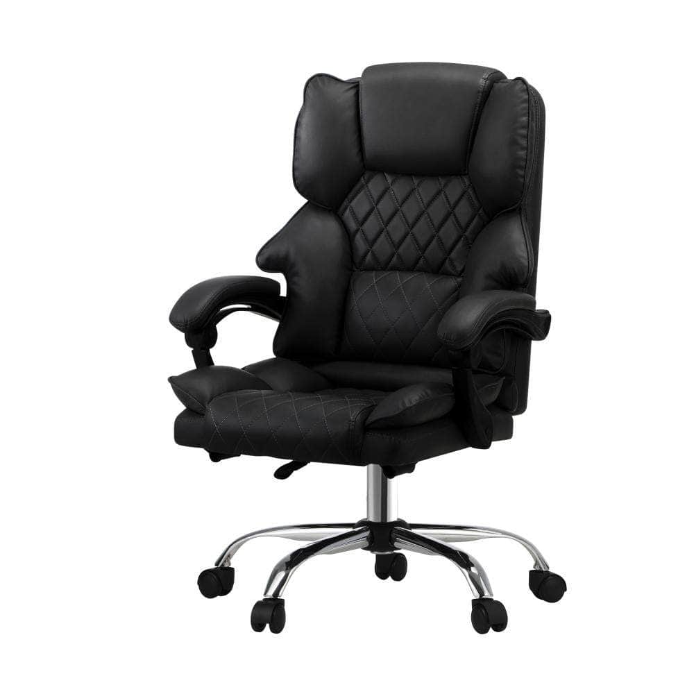 Massgae Office Chair Computer Racer PU Leather Seat Recliner Black