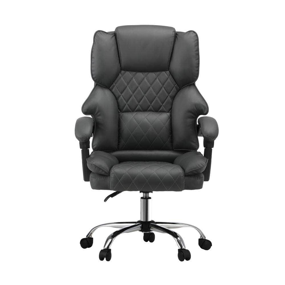 Massgae Office Chair Computer Racer PU Leather Seat Recliner Grey