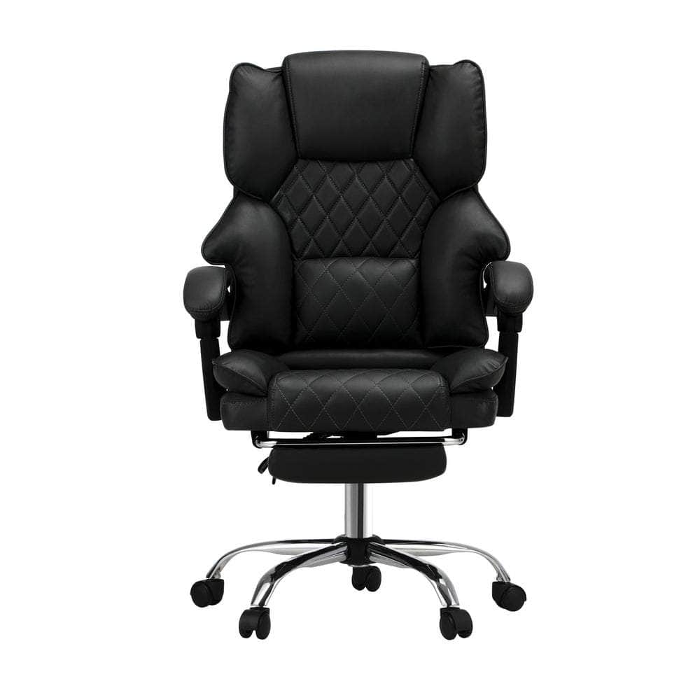 Massgae Office Chair Recliner Racing Computer Chairs PU Footrest Black