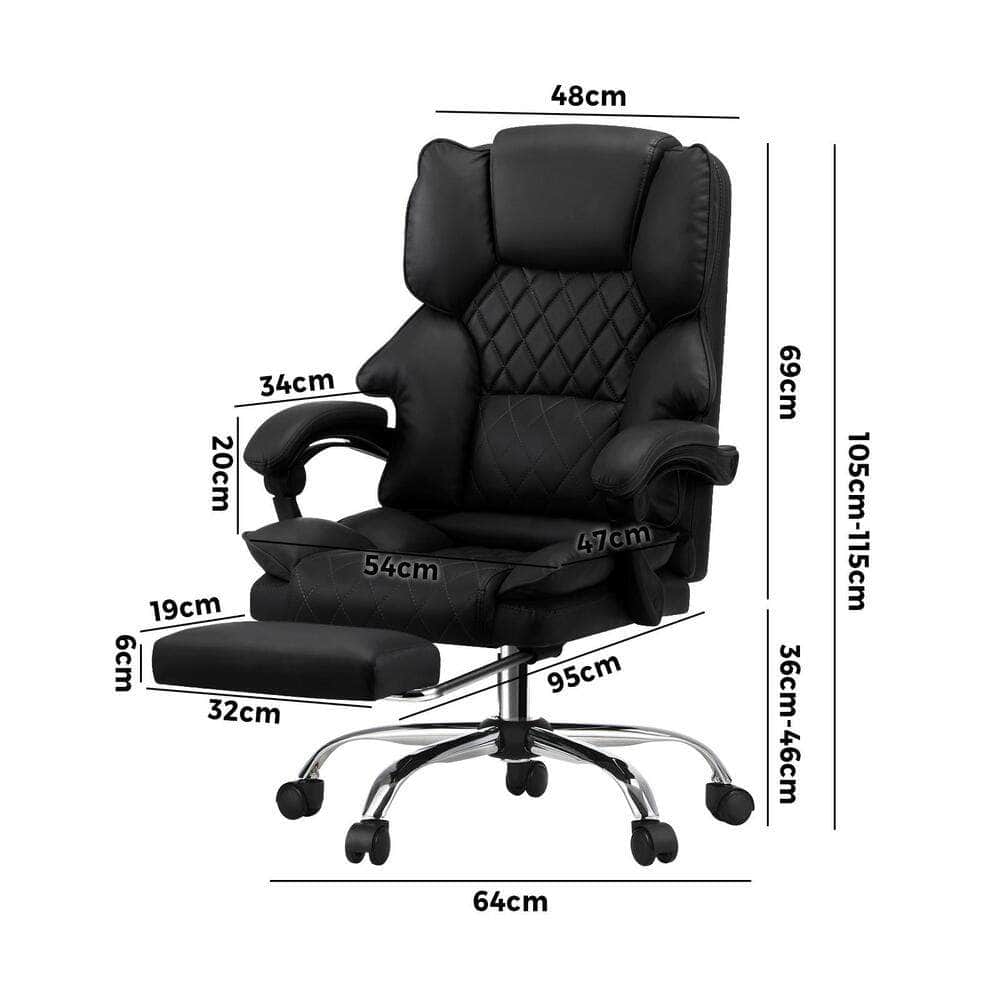 Massgae Office Chair Recliner Racing Computer Chairs PU Footrest Black