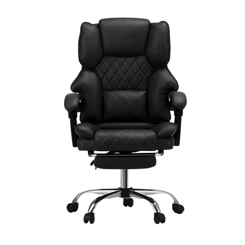 Massgae Office Chair Recliner Racing Computer Chairs PU Footrest Black