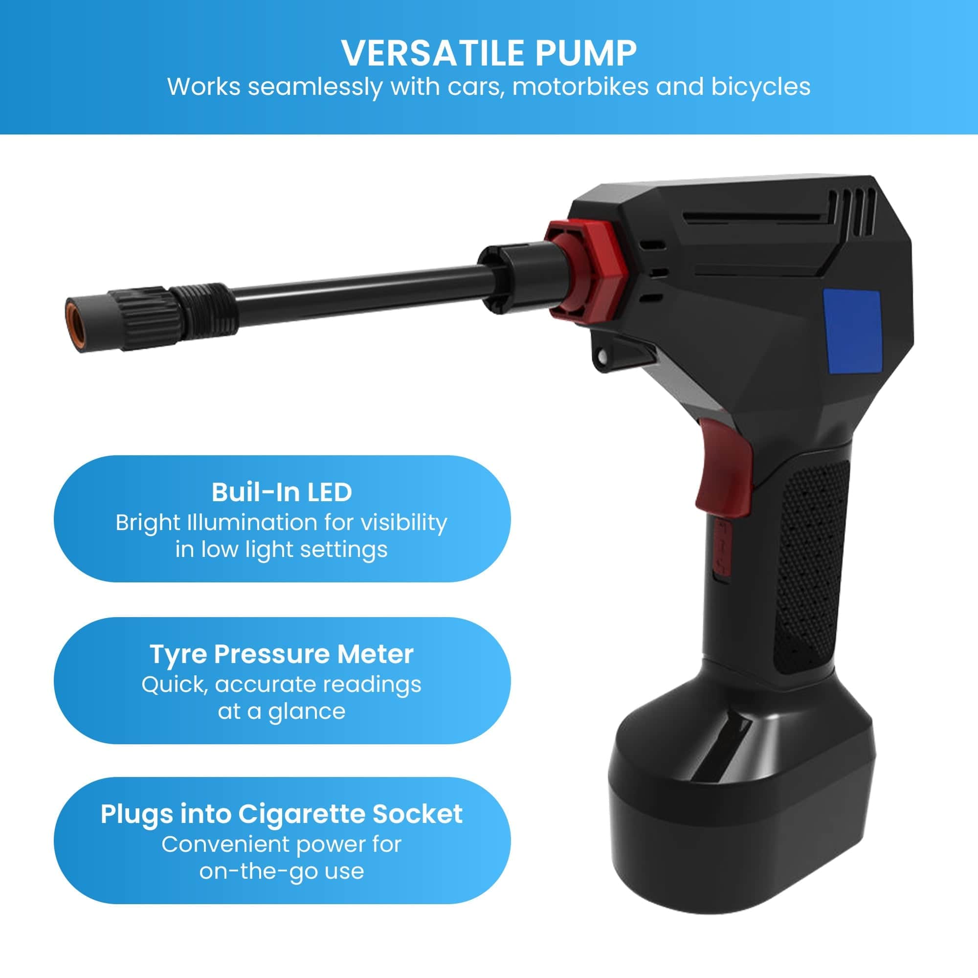 Maxim ATP Tyre Air Pump with LED Light for Cars Motorbikes Bicycles