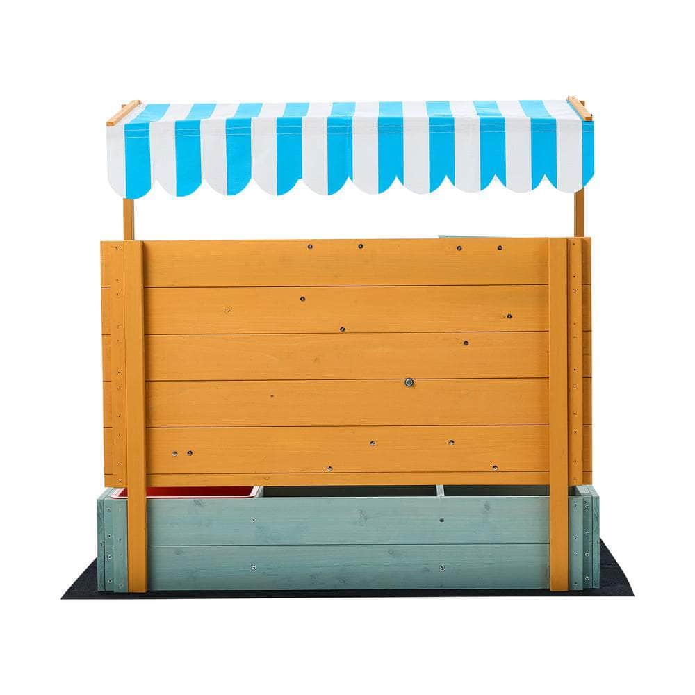 Mazam Kids Sandpit Outdoor Wooden Sandbox Beach Play Canopy
