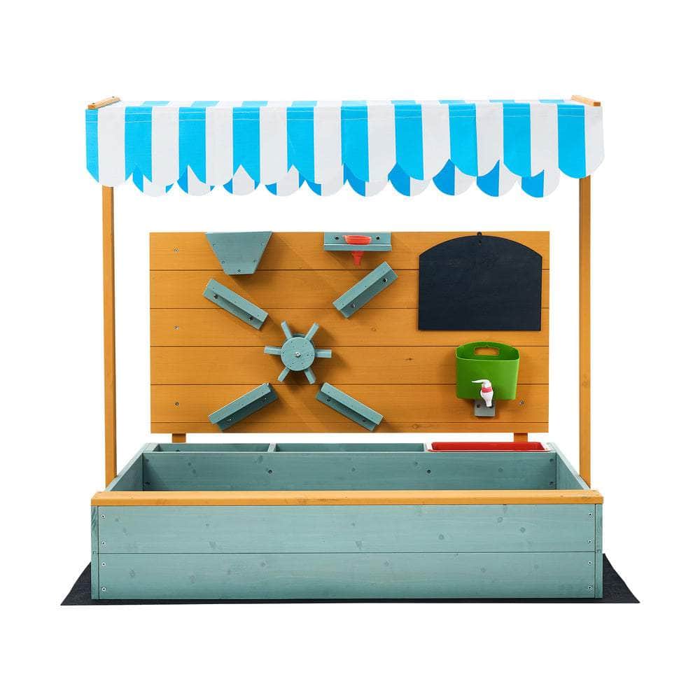 Mazam Kids Sandpit Outdoor Wooden Sandbox Beach Play Canopy