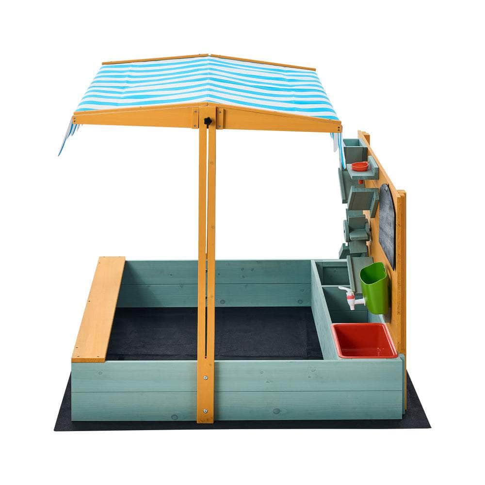 Mazam Kids Sandpit Outdoor Wooden Sandbox Beach Play Canopy