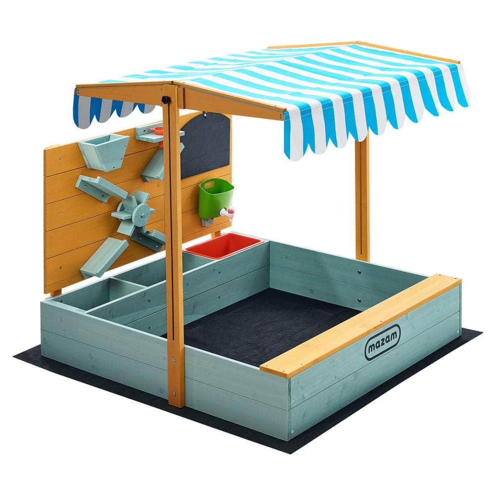 Mazam Kids Sandpit Outdoor Wooden Sandbox Beach Play Canopy