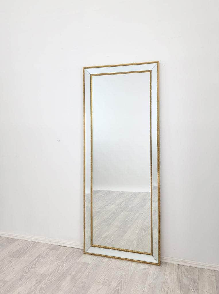 Medium Gold Beaded Framed Mirror - 70Cm X 170Cm