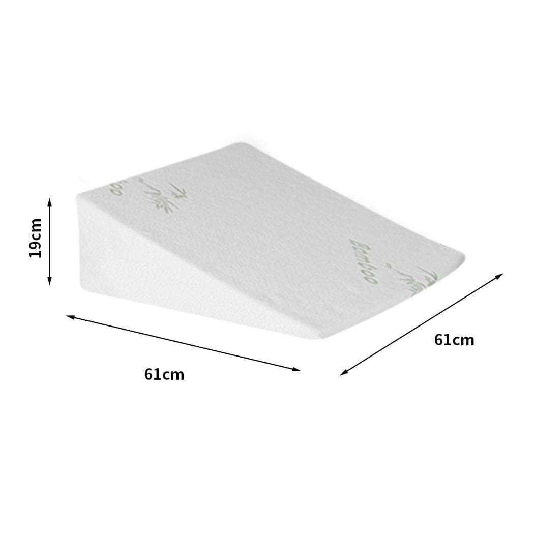 Memory Foam Cushion Back Neck Support Wedge Pillow Bamboo Cover 10cm/19cm