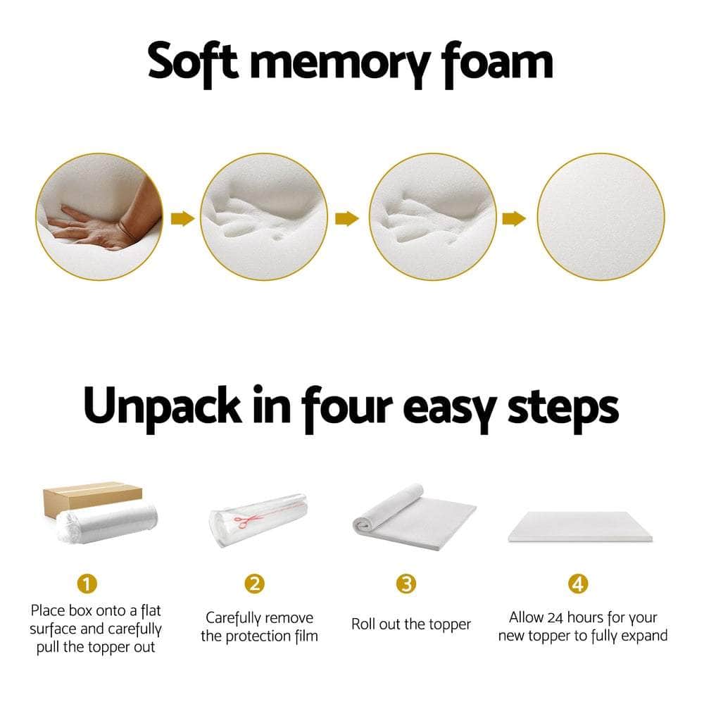 Memory Foam Mattress Topper 7-Zone Airflow Pad 8cm Queen White