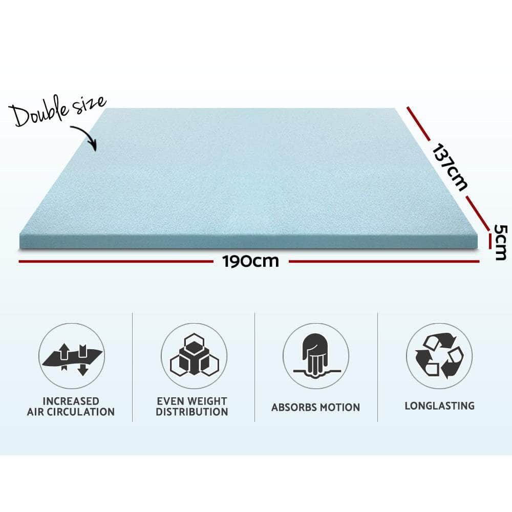 Memory Foam Mattress Topper Cool Gel 5Cm Double