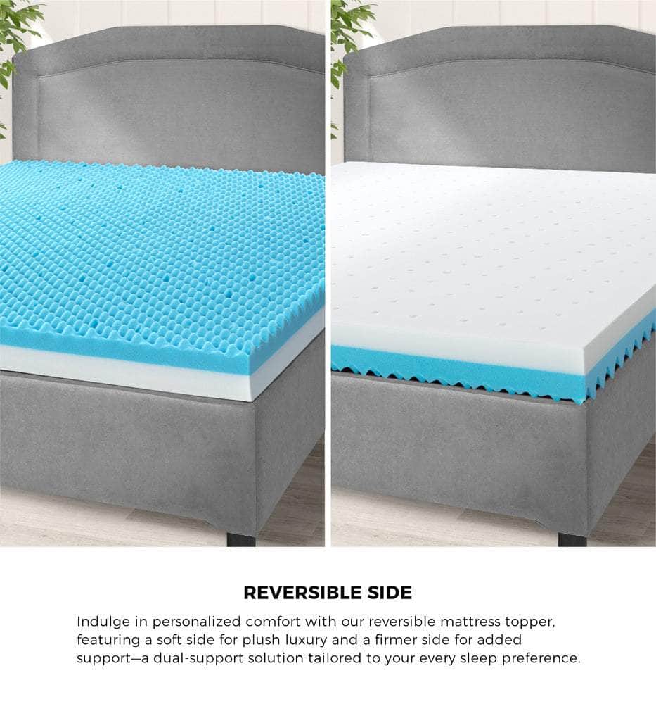 Memory Foam Mattress Topper Reversible Cool Gel 10cm