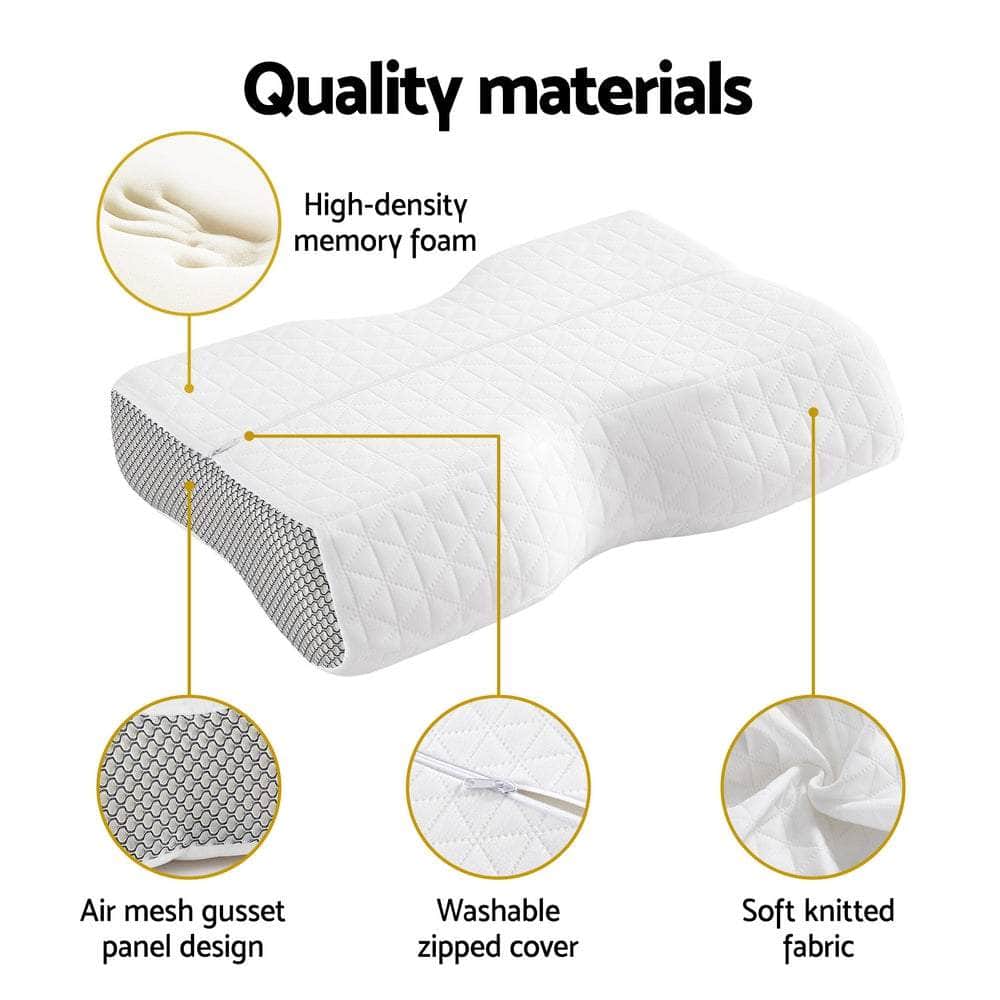Memory Foam Pillow Contour Neck White