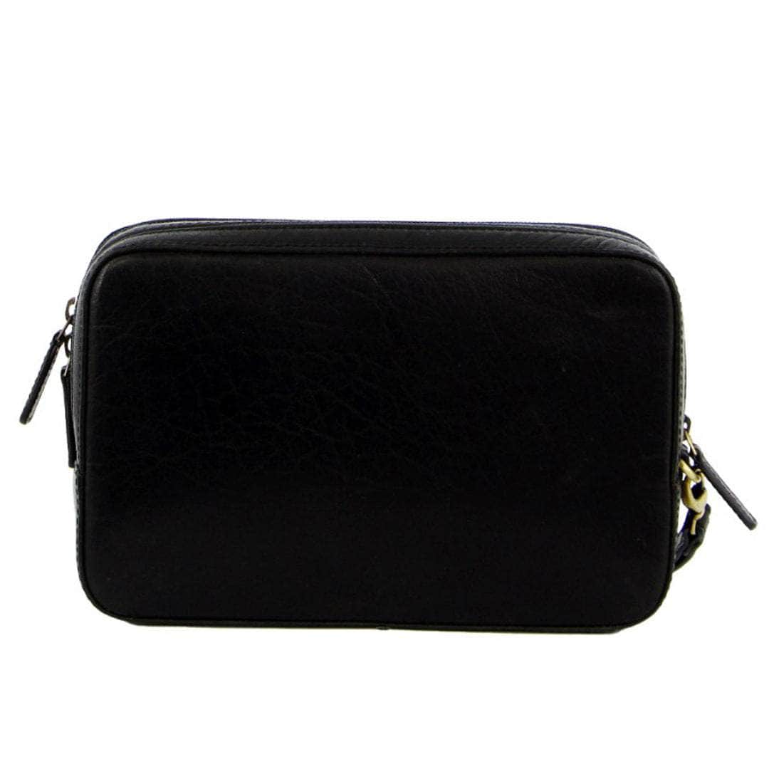 Mens Italian Leather Organizer Bag Toiletry Travel - Black