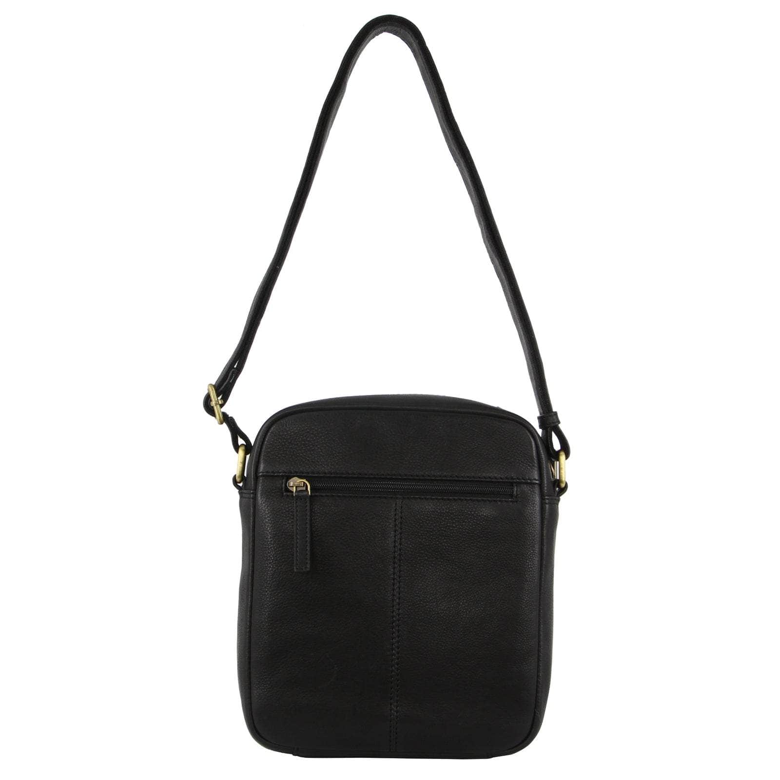 Mens Leather Cross-Body Bag Organiser - Black