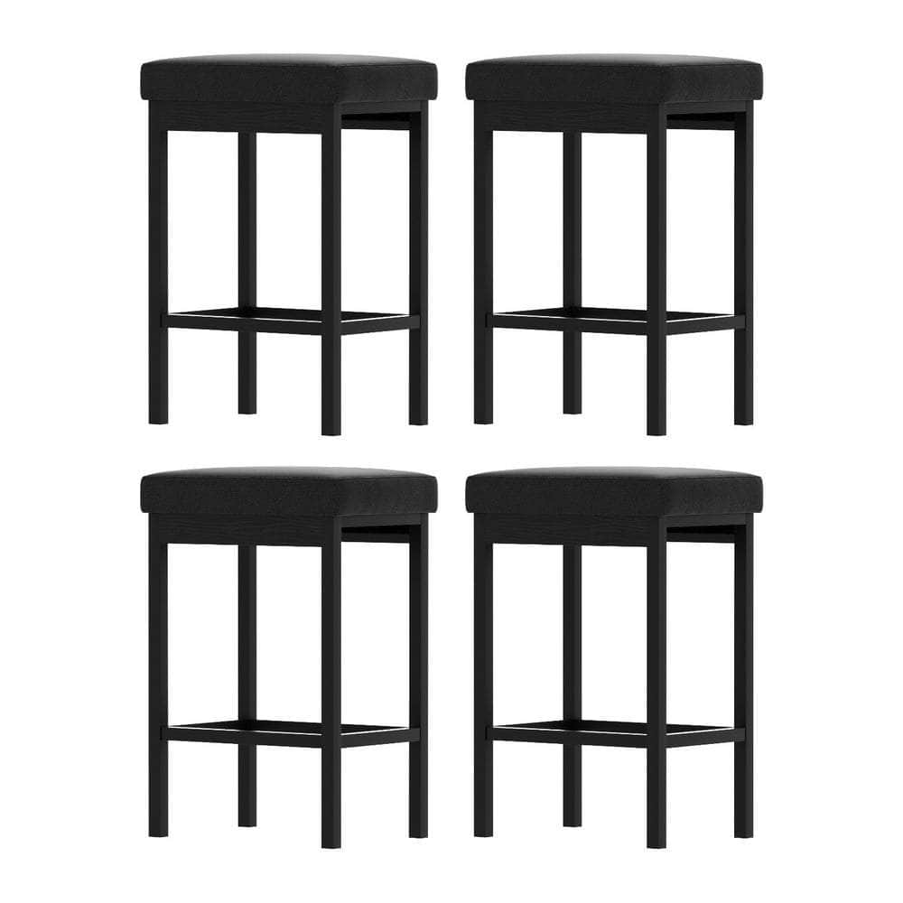 Metal Bar Stools PU Seat Dining Counter Chairs