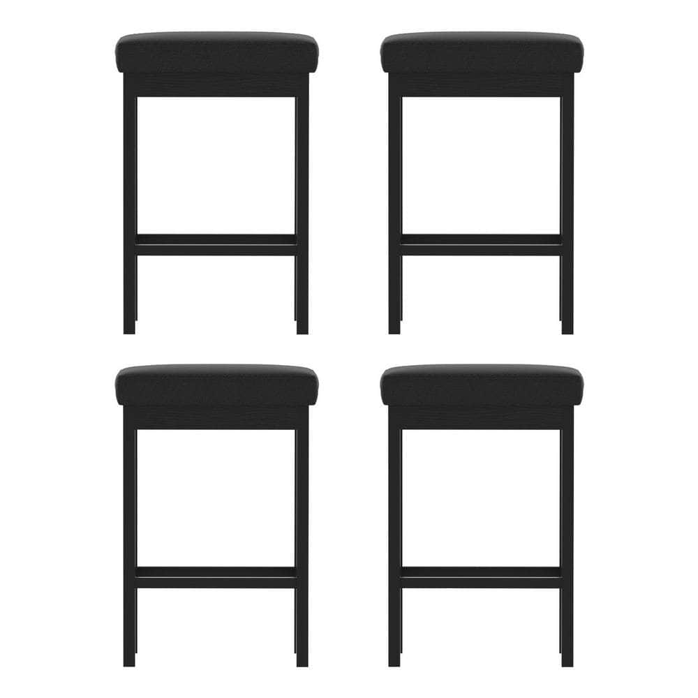 Metal Bar Stools PU Seat Dining Counter Chairs