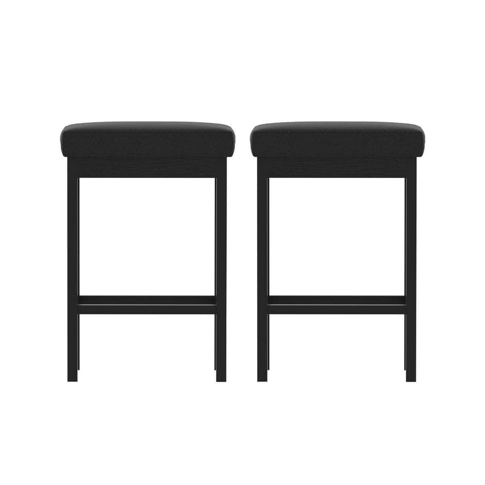 Metal Bar Stools PU Seat Dining Counter Chairs