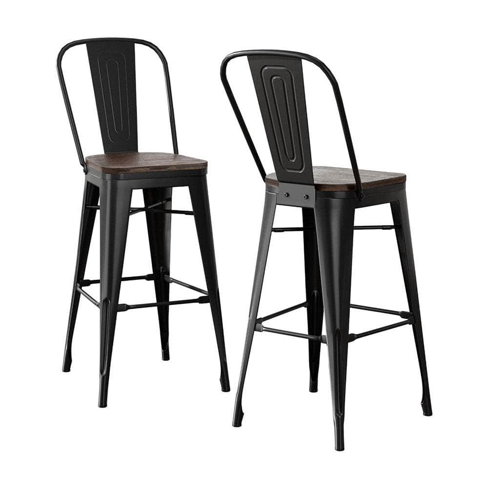 Metal Bar Stools Wooden Seat Retro Counter Stool