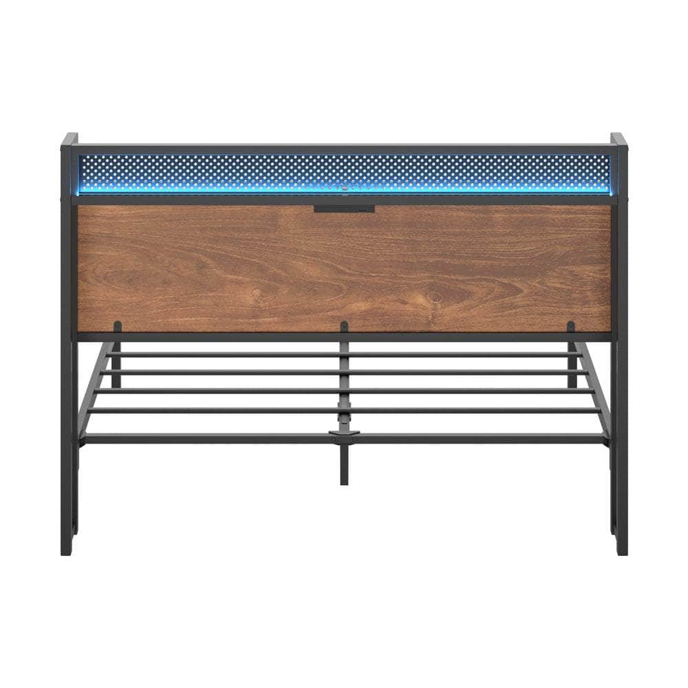 Metal Bed Frame Double & King Size with LED Headboard, USB Charging & Storage Drawers