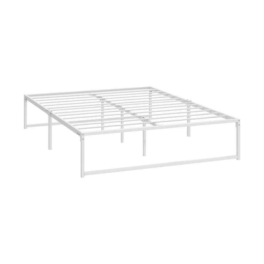 Metal Bed Frame Double/Queen Size Bed Base White