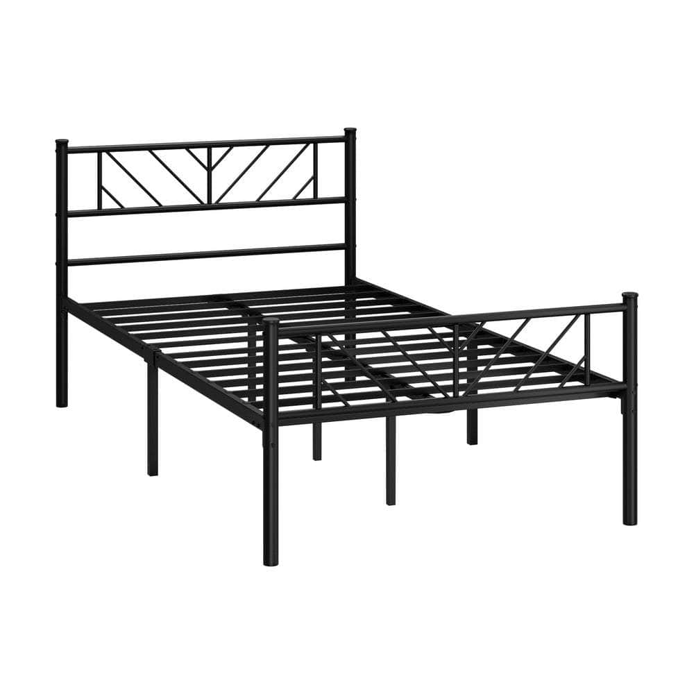Metal Bed Frame King Single Bed Base Platform Black SIS