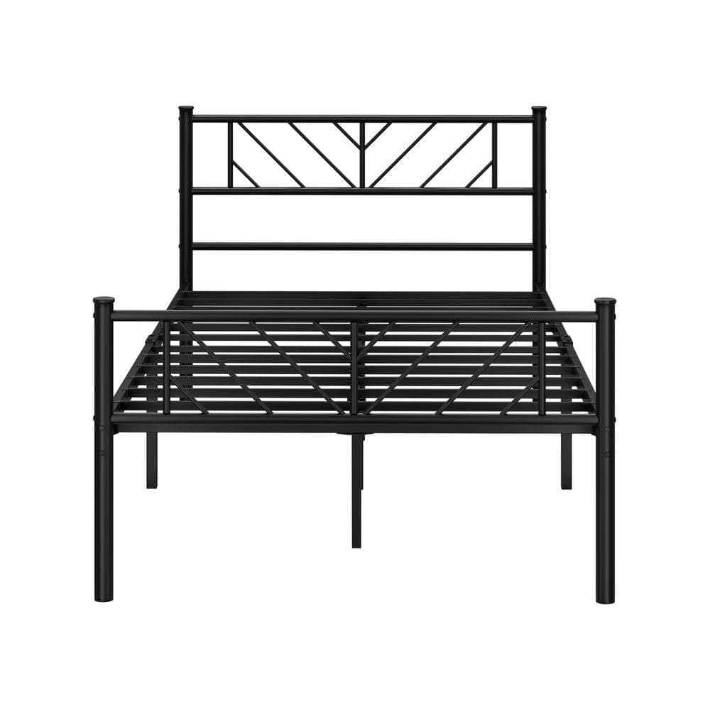 Metal Bed Frame King Single Bed Base Platform Black SIS