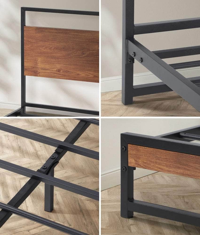 Metal Bed Frame King/Single Size Beds Platform Wood