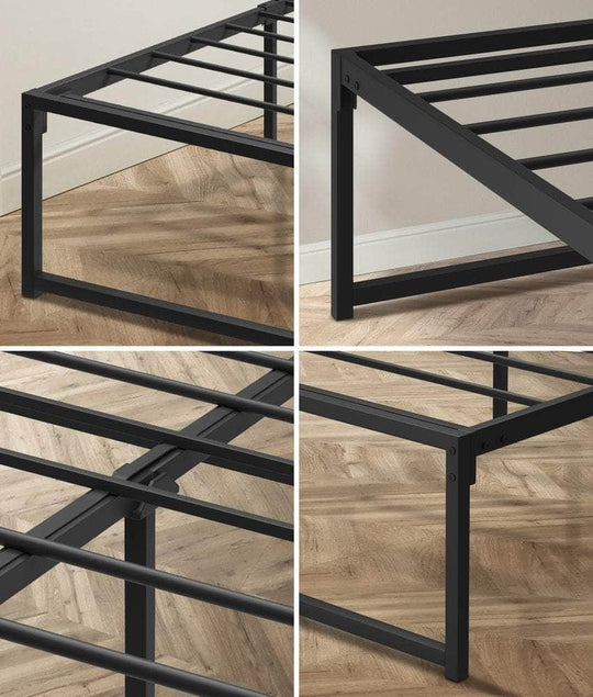 Metal Bed Frame King Size Beds Base Platform Black/White | King