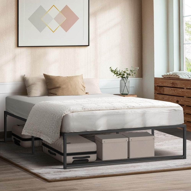 King - Metal Bed Frame King Size Beds Base Platform Black/White