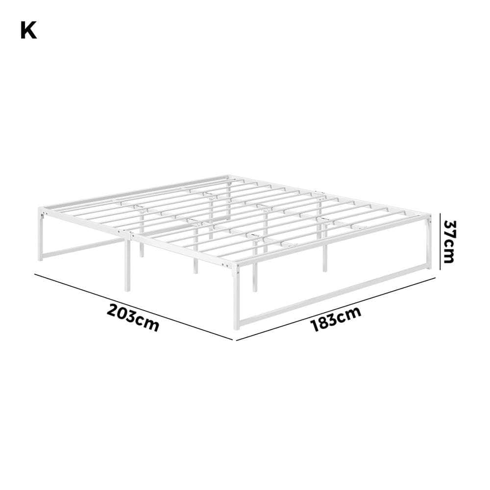 Metal Bed Frame King Size Beds Base Platform Black/White