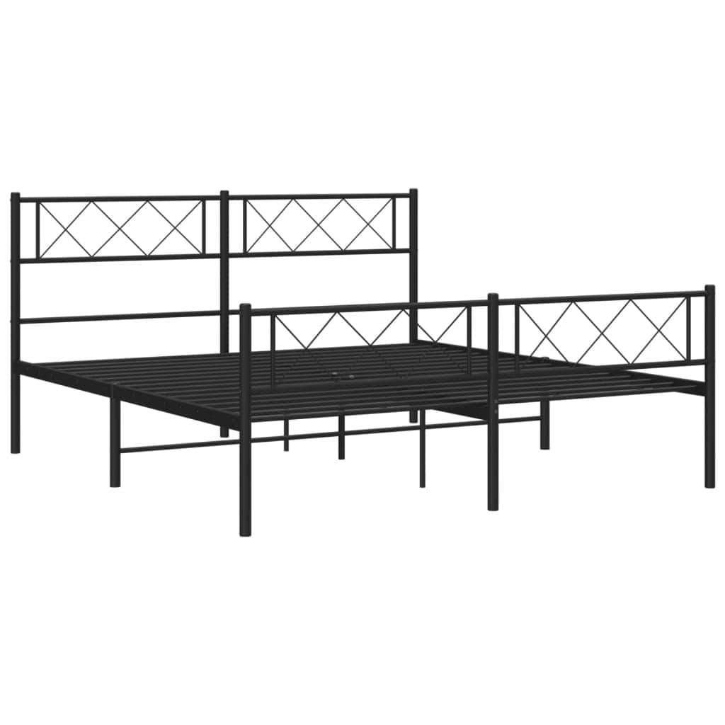 Metal Bed Frame with Headboard and Footboard