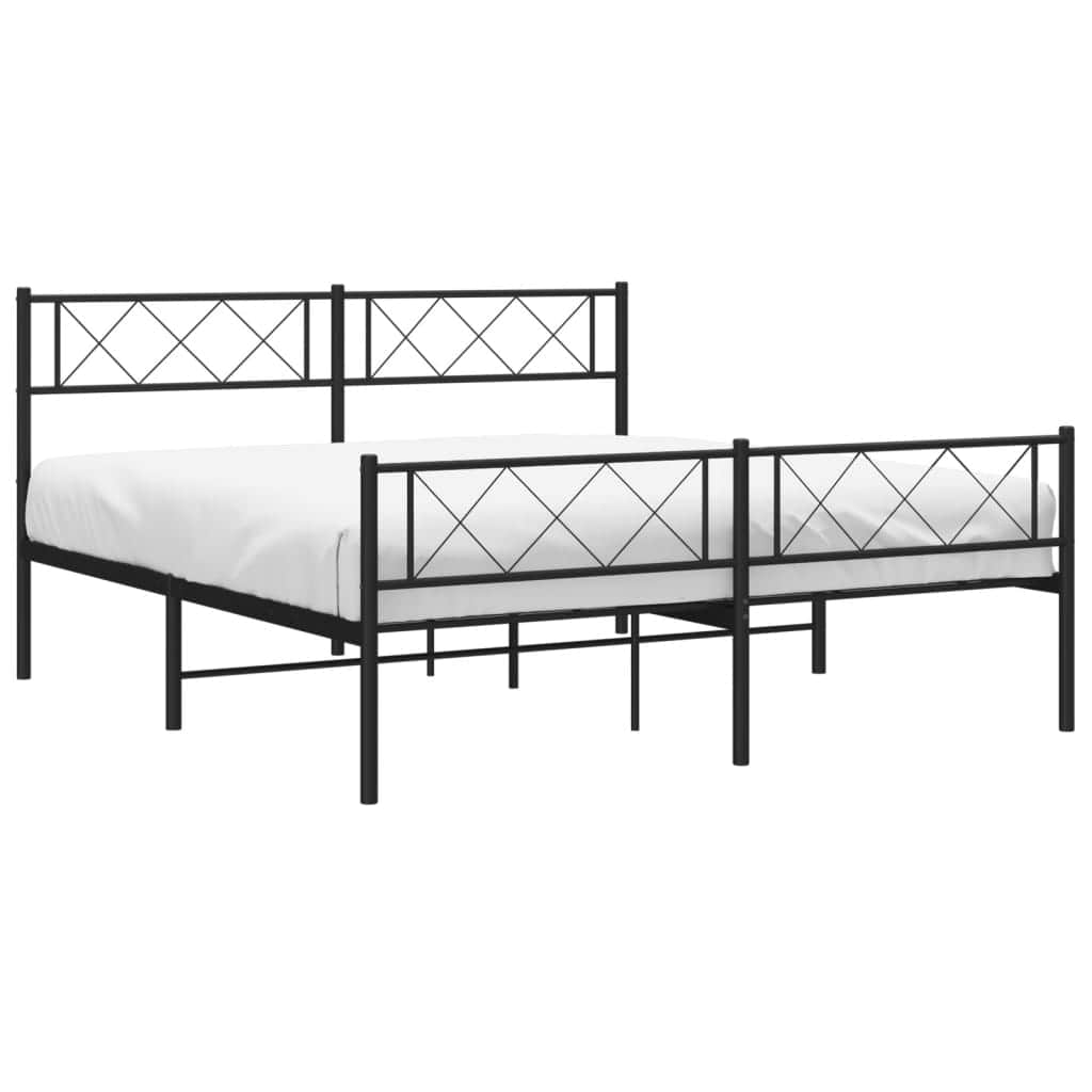 Metal Bed Frame with Headboard and Footboard