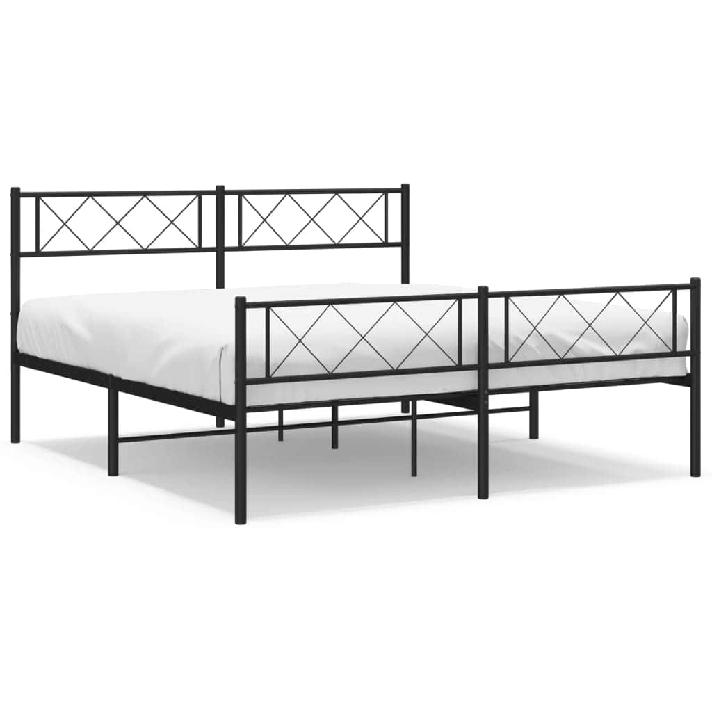 Metal Bed Frame with Headboard and Footboard