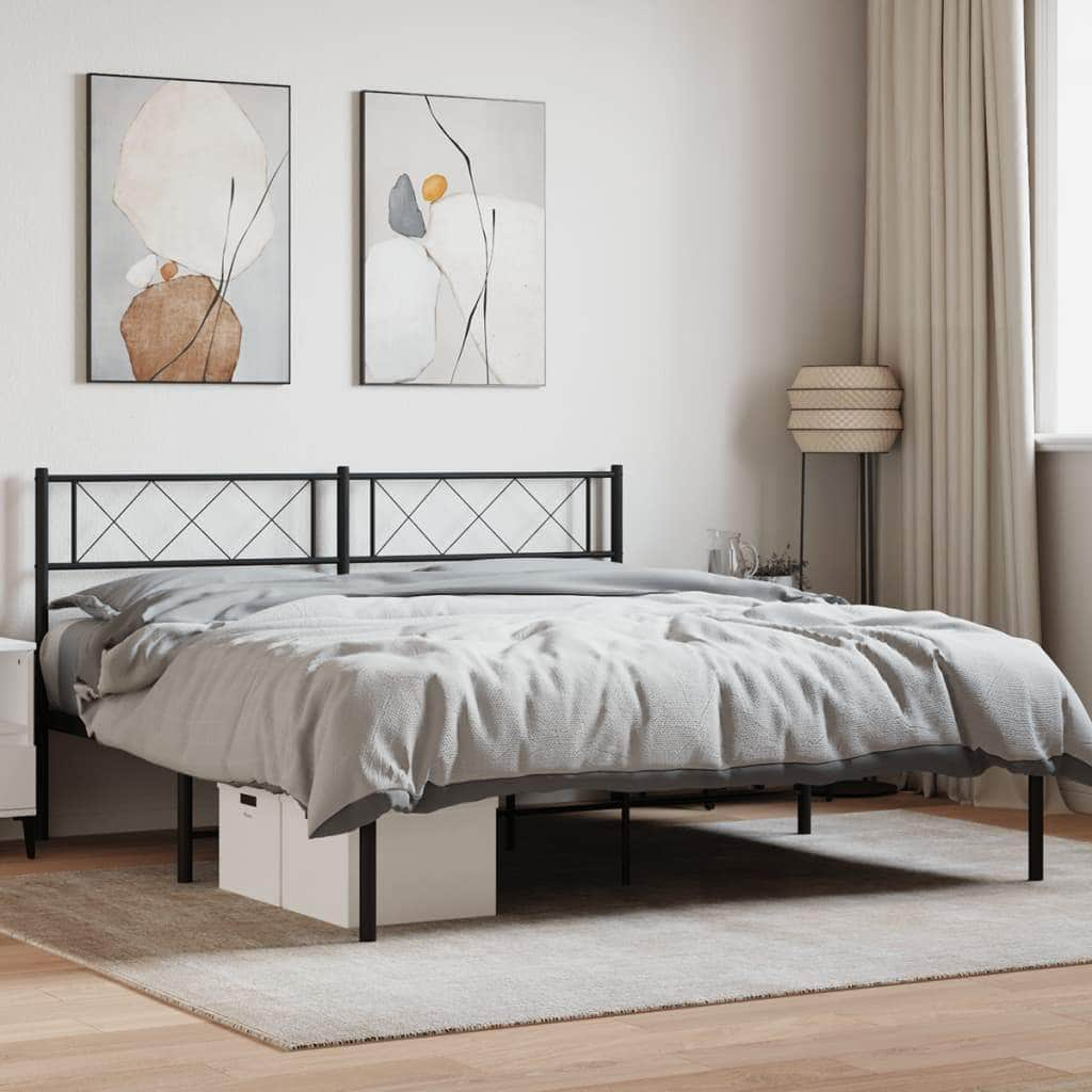 Metal Bed Frame with Headboard and Footboard