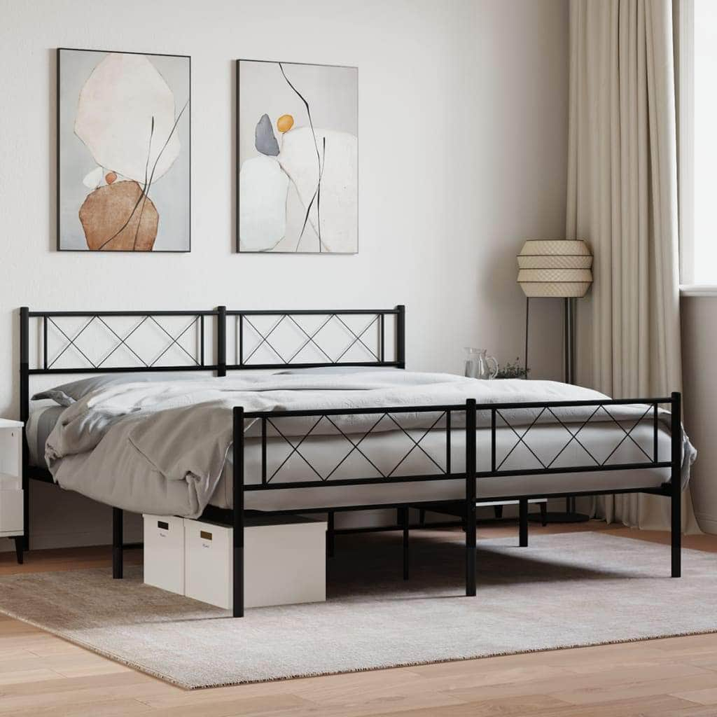 Metal Bed Frame with Headboard and Footboard