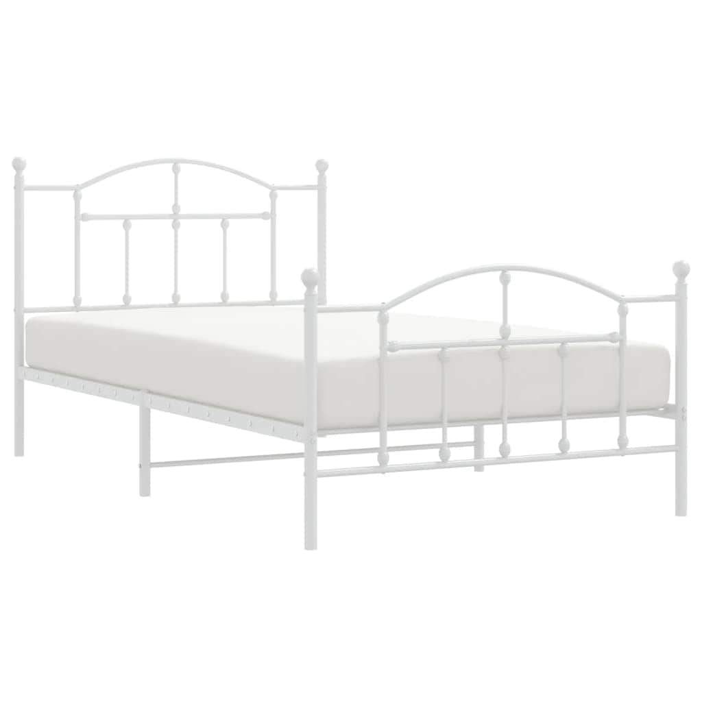 Metal Bed Frame with Headboard and Footboard Black King Single