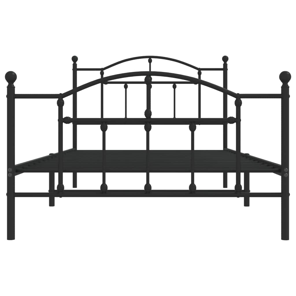 Metal Bed Frame with Headboard and Footboard Black King Single
