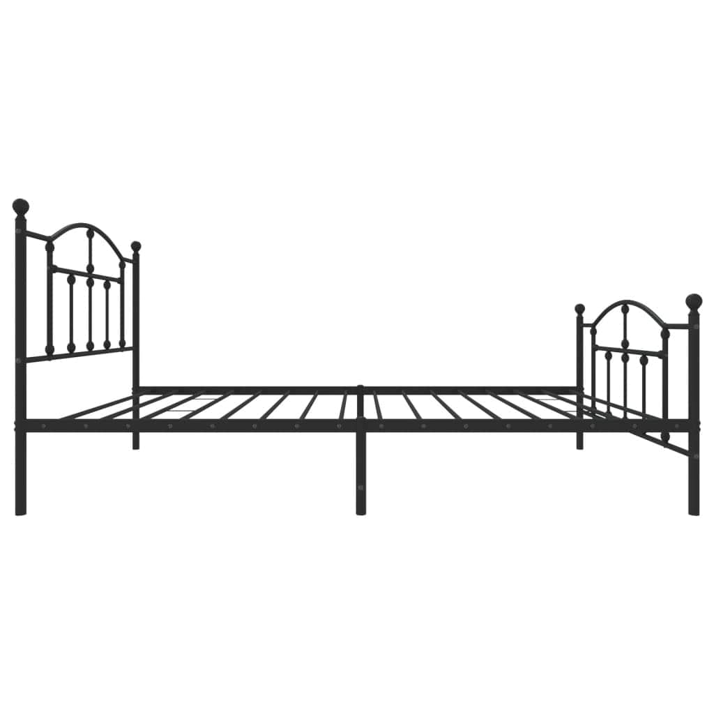 Metal Bed Frame with Headboard and Footboard Black King Single