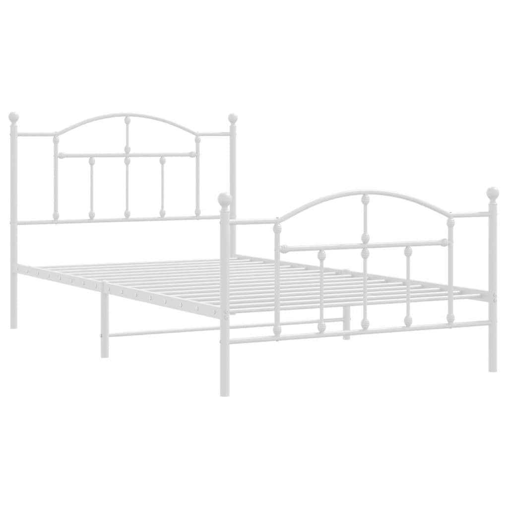 Metal Bed Frame with Headboard and Footboard Black King Single