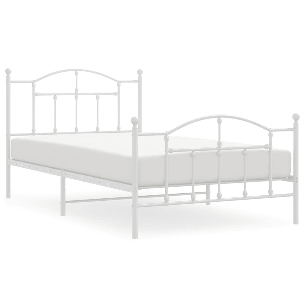 Metal Bed Frame with Headboard and Footboard Black King Single