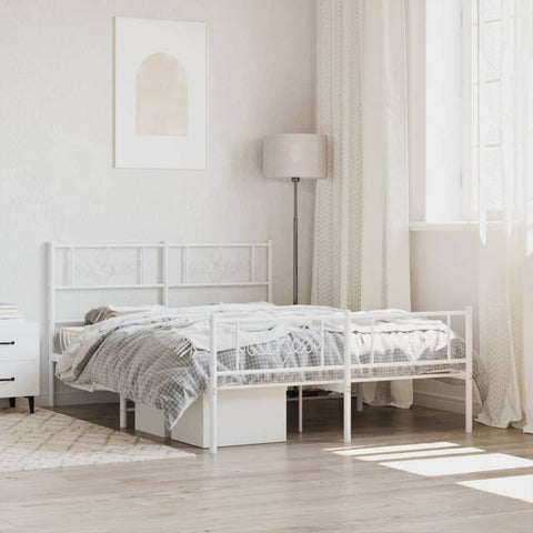 Metal Bed Frame with Headboard and Footboard - Black Queen Size