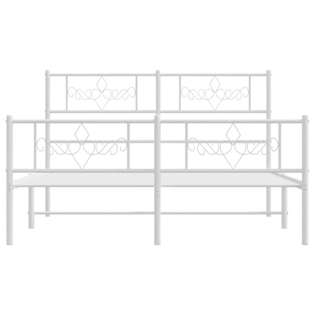 Metal Bed Frame with Headboard and Footboard - Black Queen Size
