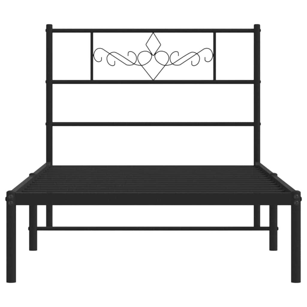 Metal Bed Frame with Headboard and Footboard White