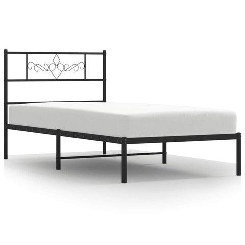 Metal Bed Frame with Headboard and Footboard White