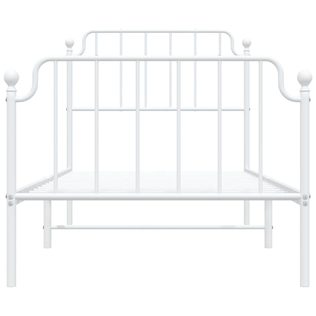 Metal Bed Frame with Headboard and Footboard White Single Size