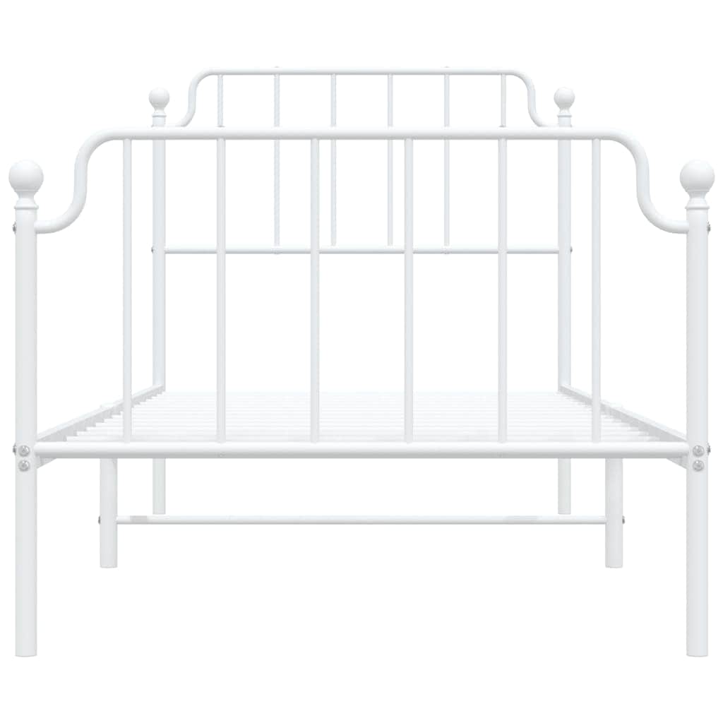Metal Bed Frame with Headboard and FootboardÂ White Single Size