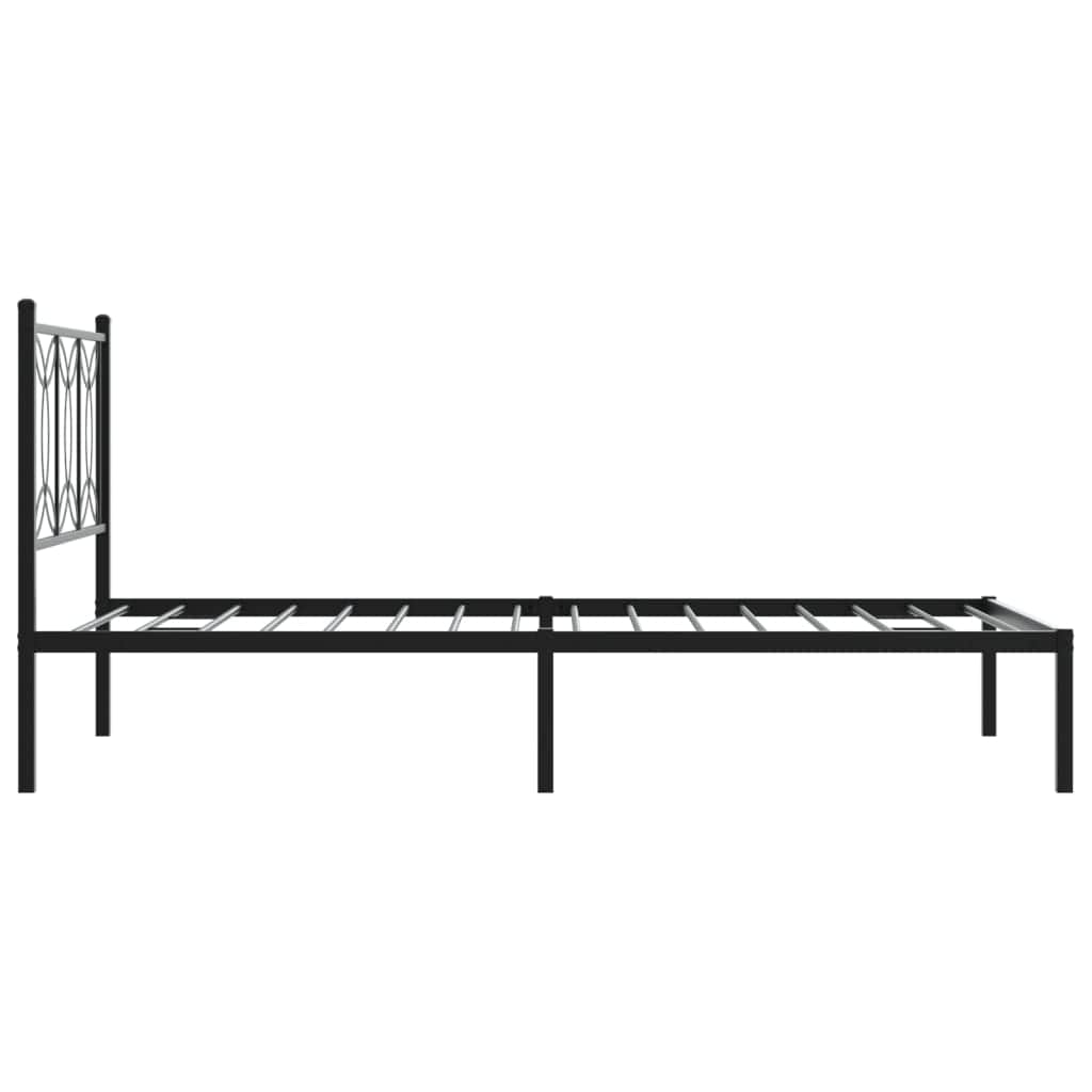 Metal Bed Frame with Headboard Black King Single  Size
