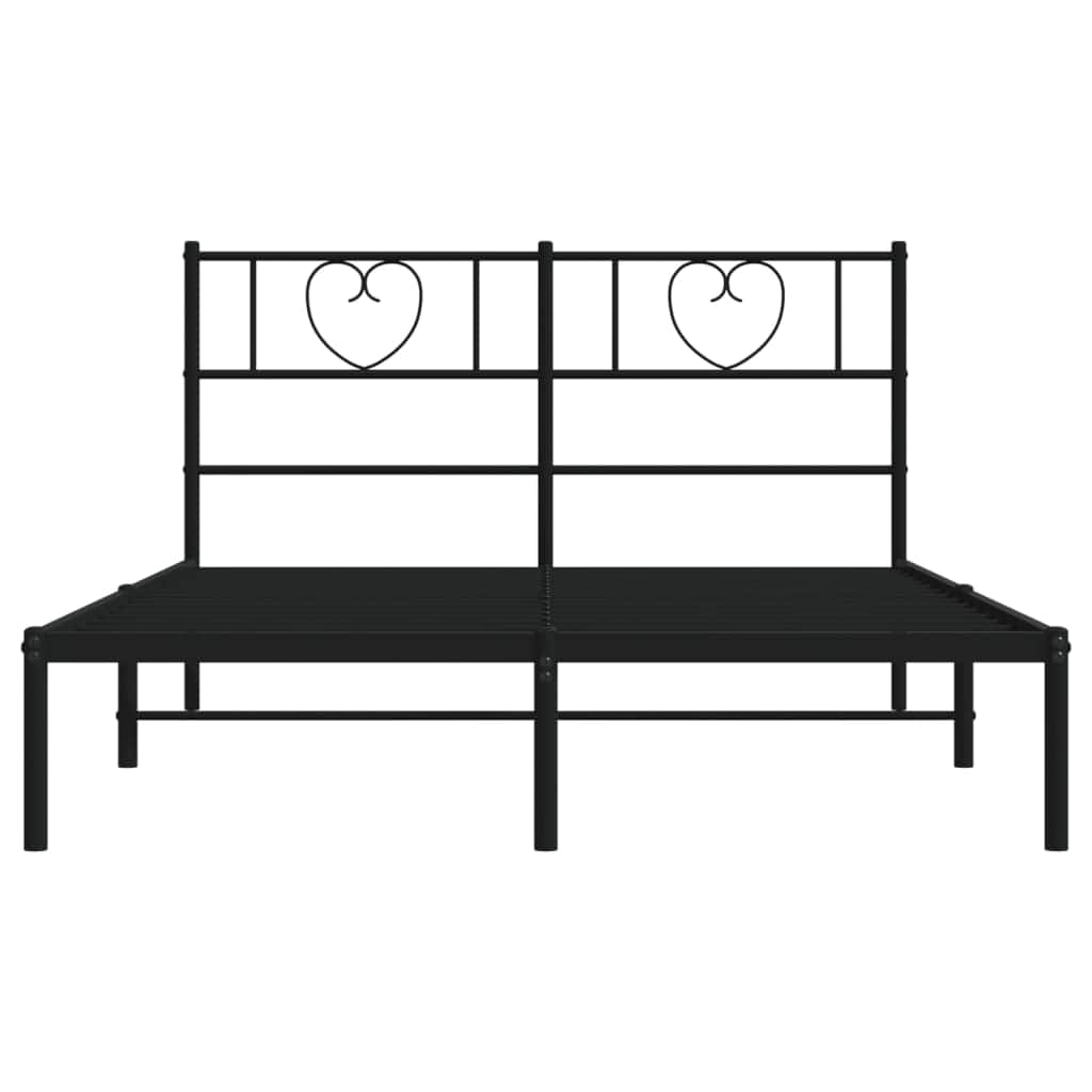 Metal Bed Frame with Headboard-Black Queen