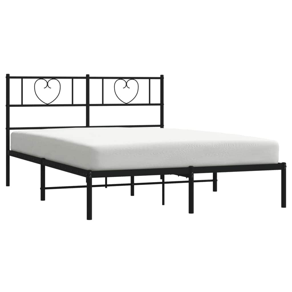 Metal Bed Frame with Headboard-Black Queen