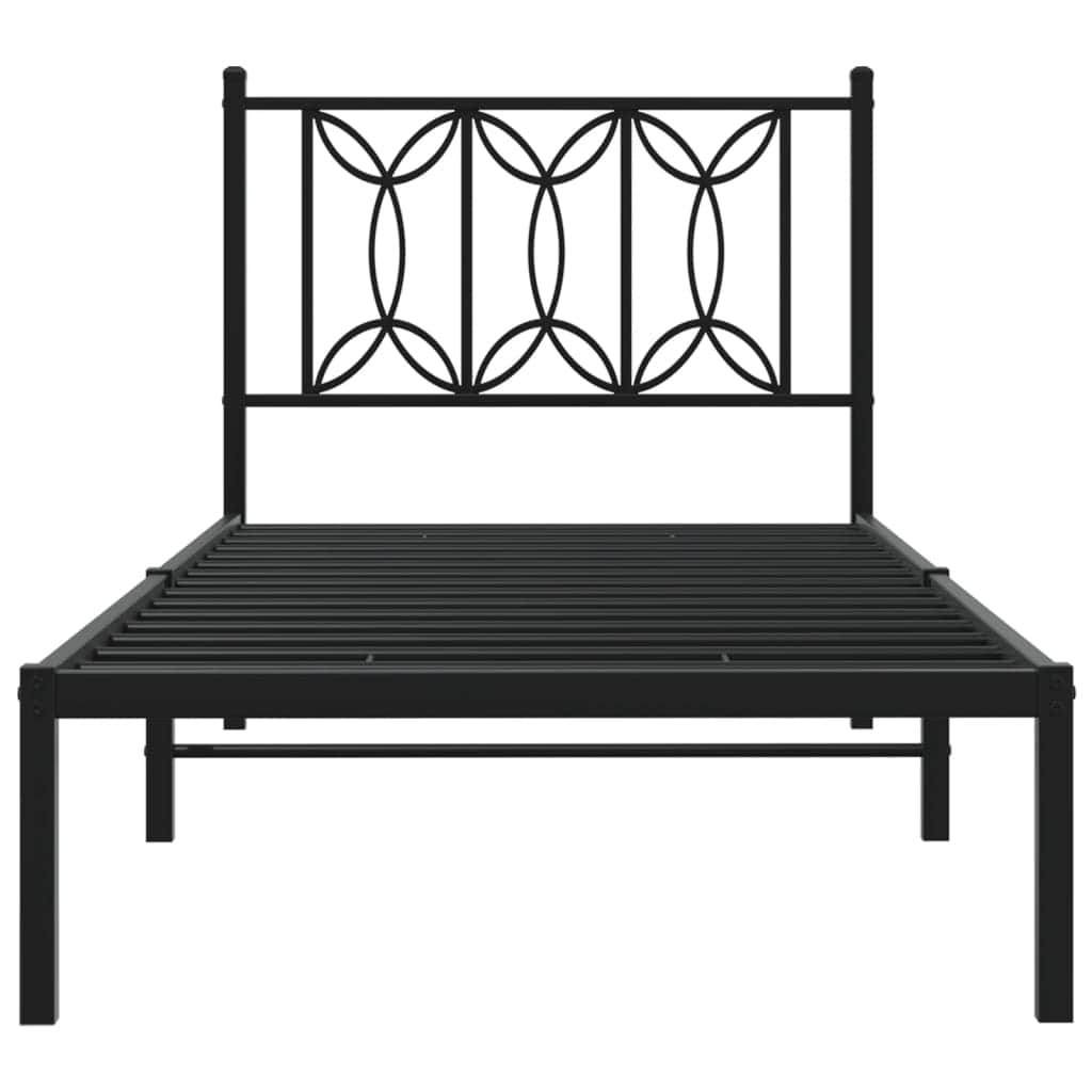Metal Bed Frame with Headboard Black\White